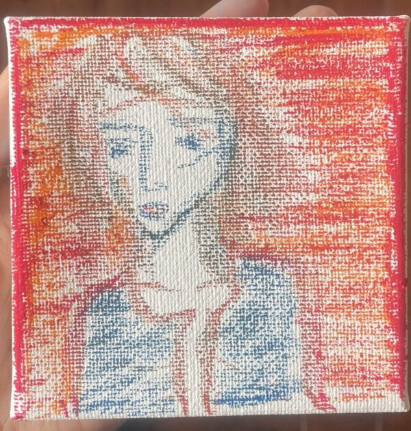 Jeune femme dans le vent Jeune femme dans le vent (10x10cm, art figuratif)